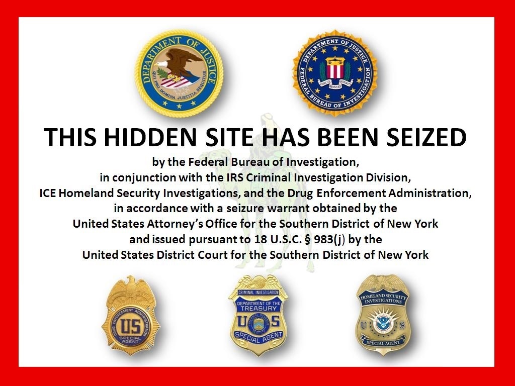 An image of Silk Road's homepage seized.